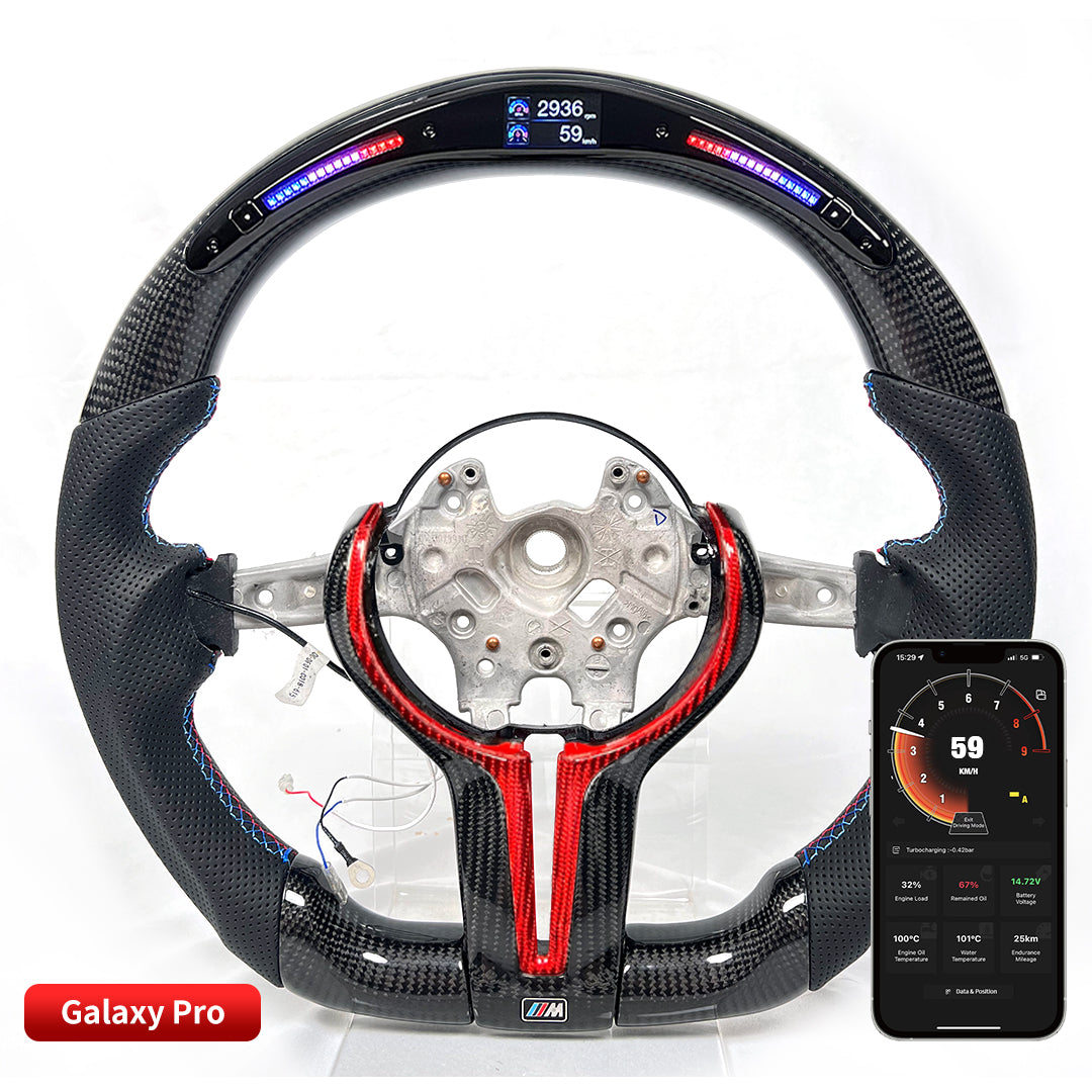 BMW F20/F21/F30 M2 F87 M3 F80 M4 F82 & M5 F90 CUSTOM CARBON FIBRE & GALAXY LED STEERING WHEEL BY TDD - Steering Wheel