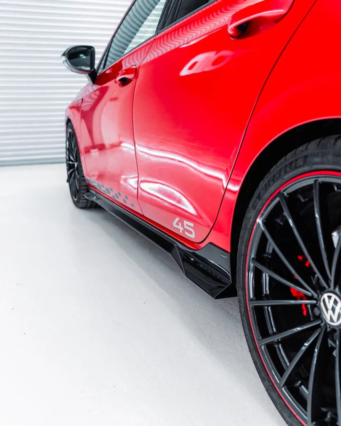 VW Golf / Golf GTI / Golf R Mk8 & Mk8.5 EVO-1 Gloss Black Side Skirts by ZAERO (2020+)