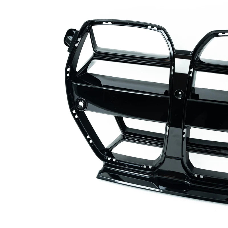 BMW G80 M3 & G82 G83 M4 ABS PLASTIC GLOSS BLACK CSL STYLE FRONT KIDNEY GRILLES WITH ACC FITMENT (2021+)