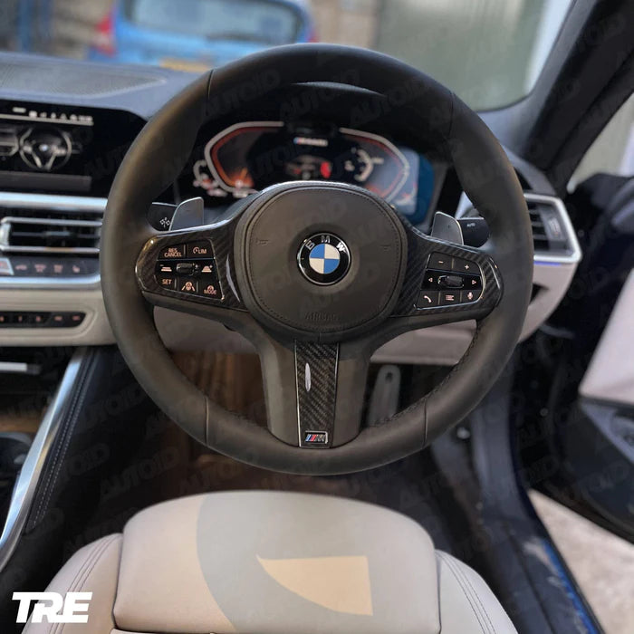 TRE Pre-Preg Carbon Fibre Steering Wheel Trim for BMW M Sport (2018-2024, F40 F44 G20 G21 G42 G30)
