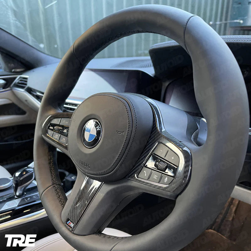TRE PRE-PREG CARBON FIBRE STEERING WHEEL TRIM ACCENT FOR BMW M SPORT MODELS (2018 + F40 F44 G20 G21 G42 G30) - Steering