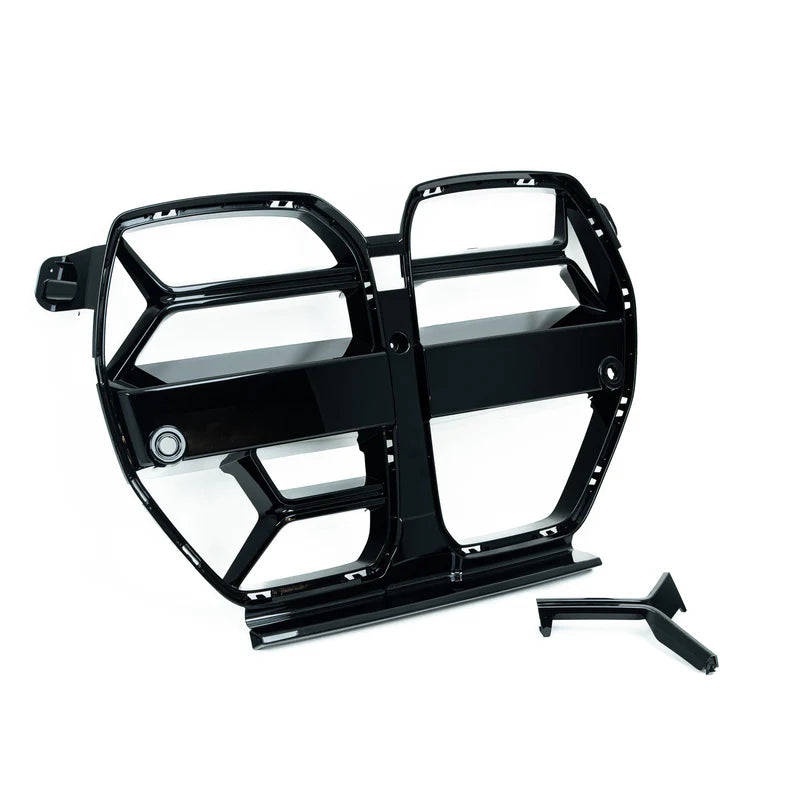 BMW G80 M3 & G82 G83 M4 ABS PLASTIC GLOSS BLACK CSL STYLE FRONT KIDNEY GRILLES WITH ACC FITMENT (2021+)