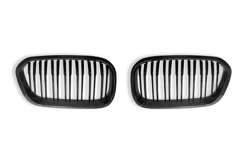 CARBON FIBRE DOUBLE SLAT KIDNEY GRILLES FOR BMW 1 SERIES (2015-2019, LCI F20 F21)
