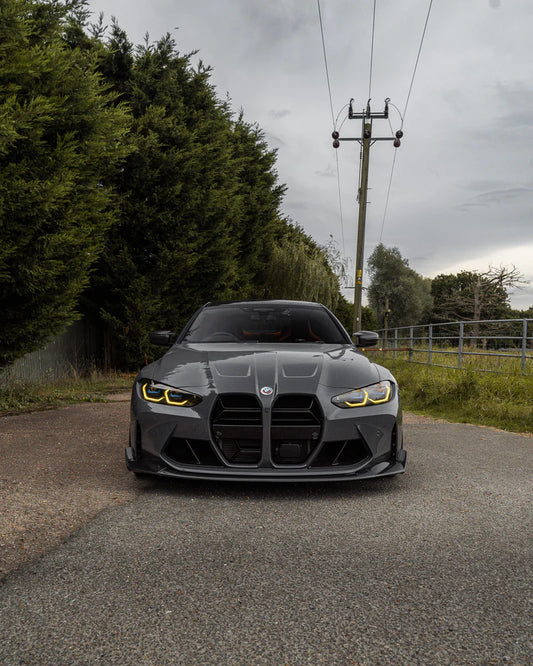 BMW G80 M3 & G82 G83 M4 ABS PLASTIC GLOSS BLACK CSL STYLE FRONT KIDNEY GRILLES WITH ACC FITMENT (2021+)