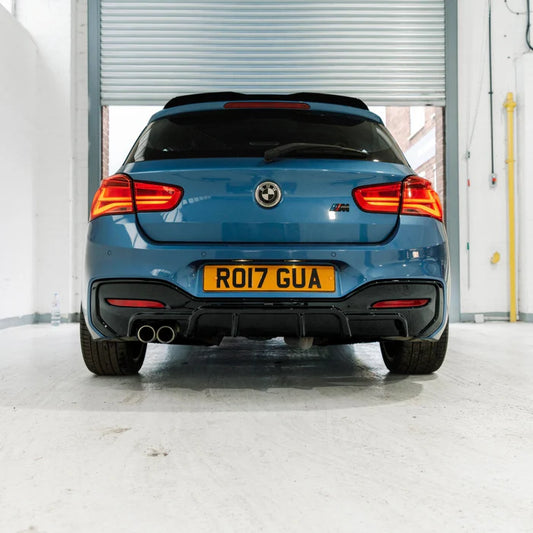 BMW 1 Series M Sport F20 F21 LCI Single Exit (118i 120i 120d 125i) EVO-1 Gloss Black Rear Diffuser by ZAERO (2015-2019)