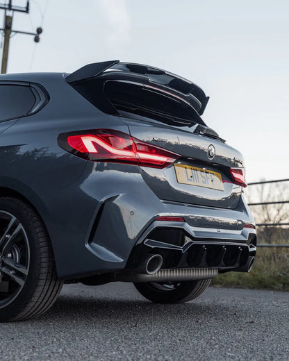 BMW M135i & 1 Series Dual Exit (128ti, 120d, 120i) F40 EVO-1 Gloss Black Rear Diffuser by ZAERO (2019-2024)