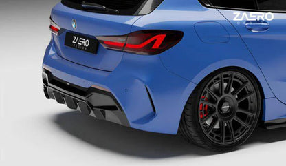 BMW 1 Series M Sport F40 Single Exit (116i 116d 118i 118d) EVO-1 Gloss Black Rear Diffuser by ZAERO (2019-2024)