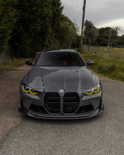 BMW G80 M3 & G82 G83 M4 ABS PLASTIC GLOSS BLACK CSL STYLE FRONT KIDNEY GRILLES WITH ACC FITMENT (2021+)