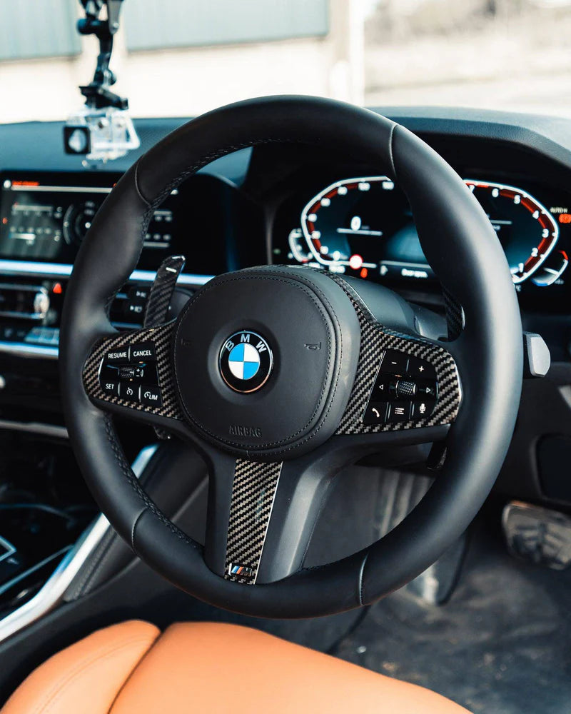TRE PRE-PREG CARBON FIBRE STEERING WHEEL TRIM ACCENT FOR BMW M SPORT MODELS (2018 + F40 F44 G20 G21 G42 G30) - Steering