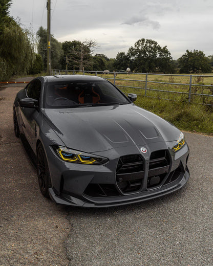 BMW G80 M3 & G82 G83 M4 ABS PLASTIC GLOSS BLACK CSL STYLE FRONT KIDNEY GRILLES WITH ACC FITMENT (2021+)