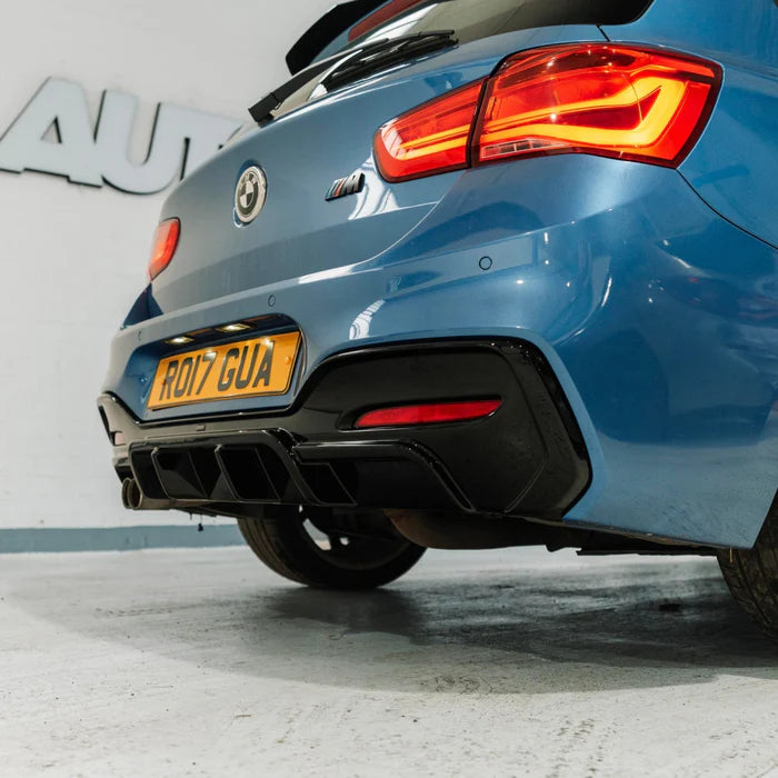 BMW 1 Series M Sport F20 F21 LCI Single Exit (118i 120i 120d 125i) EVO-1 Gloss Black Rear Diffuser by ZAERO (2015-2019)