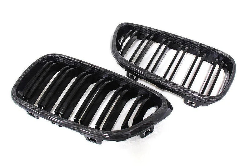 Carbon Fibre Double Slat Kidney Grilles for BMW 2 Series & M2 (2014-2020, F22 F87)