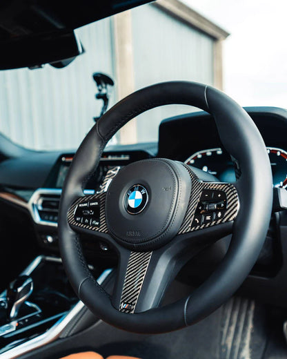 TRE PRE-PREG CARBON FIBRE STEERING WHEEL TRIM ACCENT FOR BMW M SPORT MODELS (2018 + F40 F44 G20 G21 G42 G30) - Steering