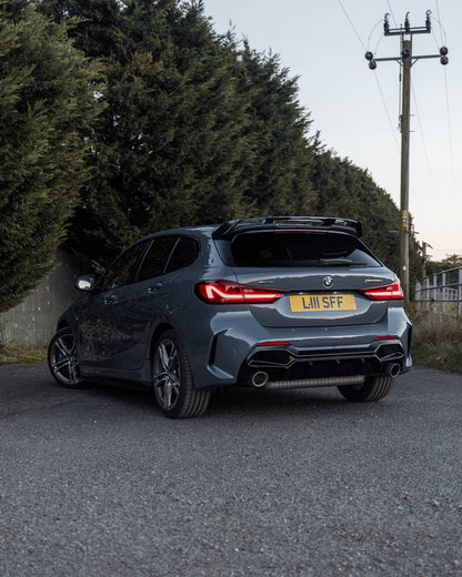 BMW M135i & 1 Series Dual Exit (128ti, 120d, 120i) F40 EVO-1 Gloss Black Rear Diffuser by ZAERO (2019-2024)