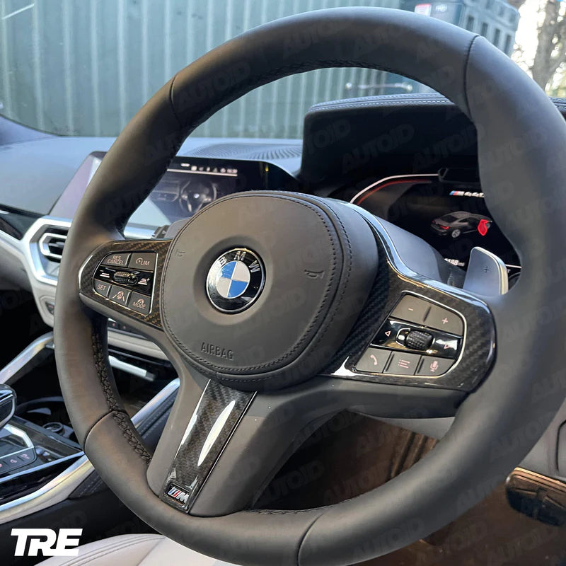 TRE PRE-PREG CARBON FIBRE STEERING WHEEL TRIM ACCENT FOR BMW M SPORT MODELS (2018 + F40 F44 G20 G21 G42 G30) - Steering