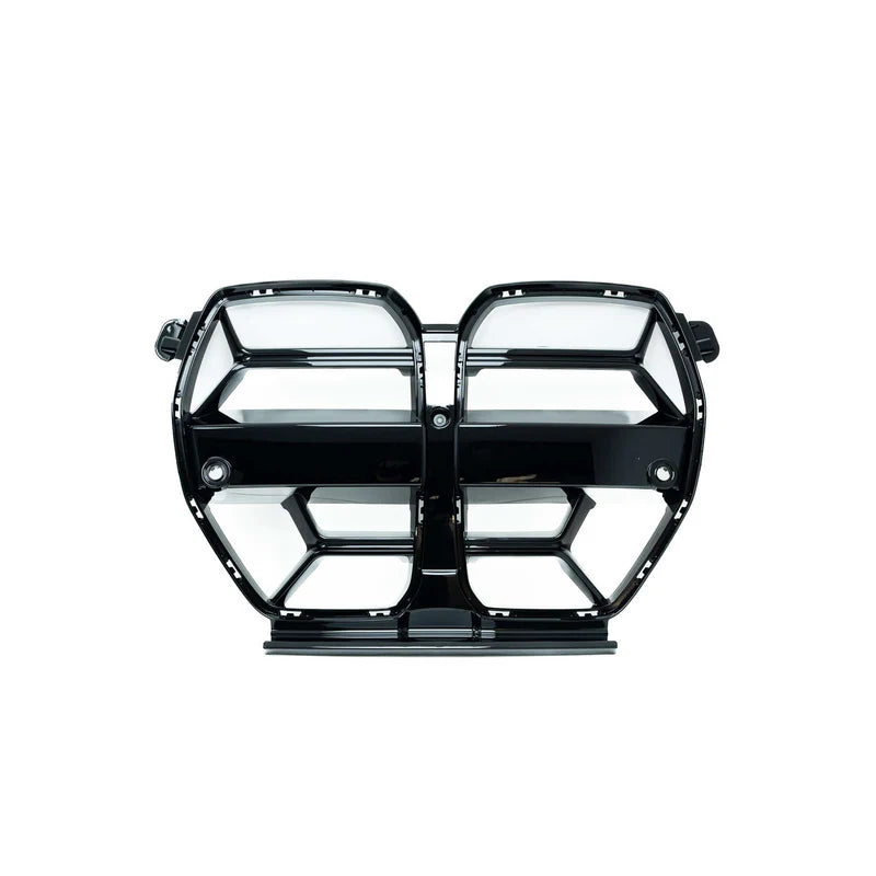 BMW G80 M3 & G82 G83 M4 ABS PLASTIC GLOSS BLACK CSL STYLE FRONT KIDNEY GRILLES WITH ACC FITMENT (2021+)