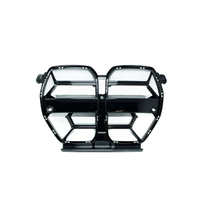 BMW G80 M3 & G82 G83 M4 ABS PLASTIC GLOSS BLACK CSL STYLE FRONT KIDNEY GRILLES WITH ACC FITMENT (2021+)