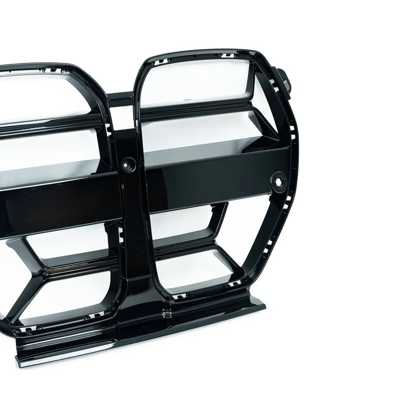 BMW G80 M3 & G82 G83 M4 ABS PLASTIC GLOSS BLACK CSL STYLE FRONT KIDNEY GRILLES WITH ACC FITMENT (2021+)