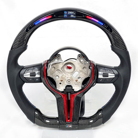 BMW F20/F21/F30 M2 F87 M3 F80 M4 F82 & M5 F90 CUSTOM CARBON FIBRE & GALAXY LED STEERING WHEEL BY TDD - Steering Wheel