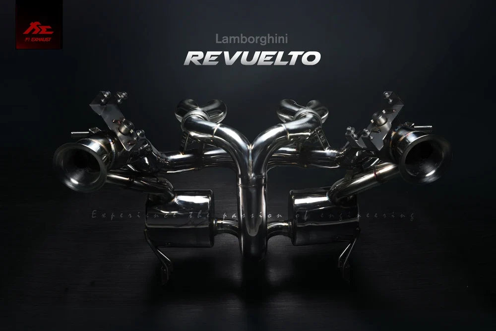 Fi EXHAUST Valvetronic Ultra Edition for Lamborghini Revuelto with OBD dongle to prevent CEL after replacing factory catalytic converters.