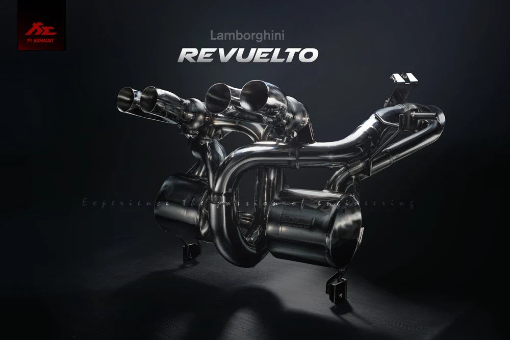 Fi EXHAUST Valvetronic Ultra Edition for Lamborghini Revuelto with OBD dongle to prevent CEL after replacing factory catalytic converters.