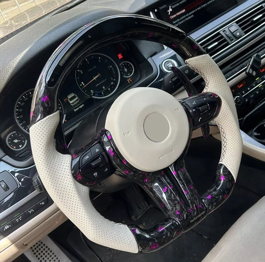 BMW Custom Steering Wheel Purple Forged Carbon Fibre LED F Series M2 M3 M4 X5 X6 - Steering Wheel