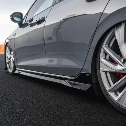 VW Golf / Golf GTI / Golf R Mk8 & Mk8.5 EVO-1 Gloss Black Side Skirts by ZAERO (2020+)