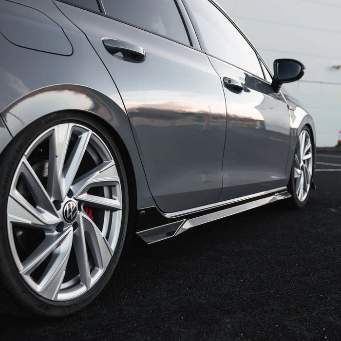 VW Golf / Golf GTI / Golf R Mk8 & Mk8.5 EVO-1 Gloss Black Side Skirts by ZAERO (2020+)