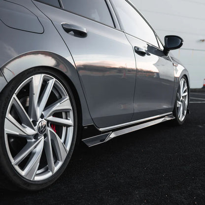 VW Golf / Golf GTI / Golf R Mk8 & Mk8.5 EVO-1 Gloss Black Side Skirts by ZAERO (2020+)